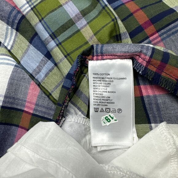 NWT Tommy Bahama Maui Madras Midi Shirt Dress Green Blue Red Plaid XS - Picture 6 of 8